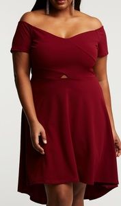 Plus Size Off The Shoulder Skater Dress